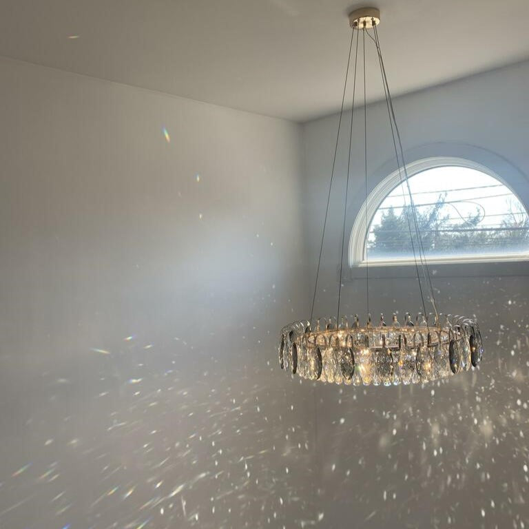 Chandelier Cristal K9 - Luminaire Élégant en Métal Rose Gold, LED Dimmable, Plusieurs Tailles