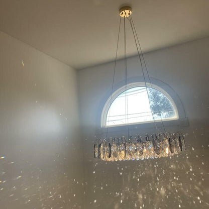 Chandelier Cristal K9 - Luminaire Élégant en Métal Rose Gold, LED Dimmable, Plusieurs Tailles