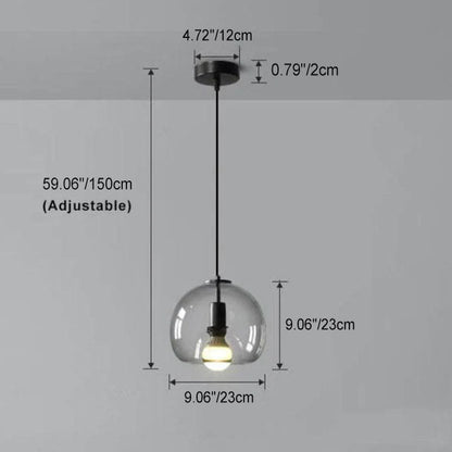 Suspension en Verre Soufflé Gris - Lampe Moderne avec Hauteur Réglable