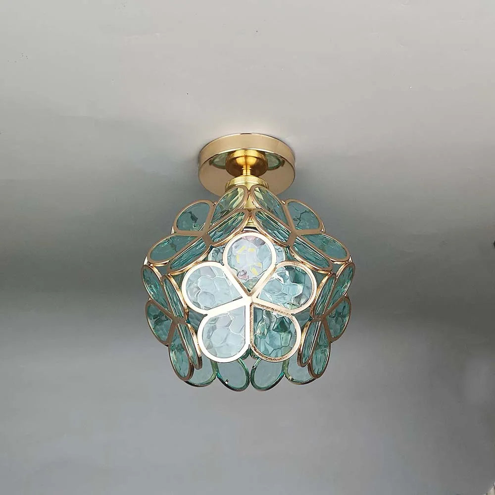 Éclairage de Plafond en Verre Style Fleurs - Lampe Élégante pour Entrée
