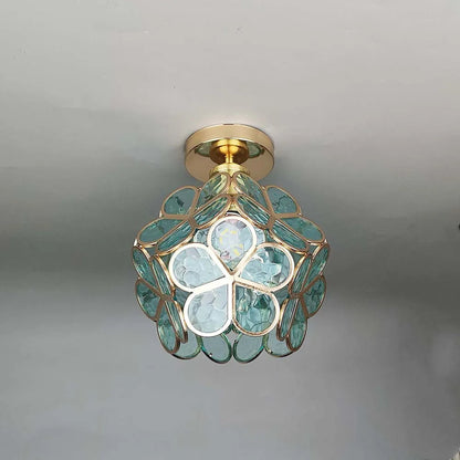 Éclairage de Plafond en Verre Style Fleurs - Lampe Élégante pour Entrée