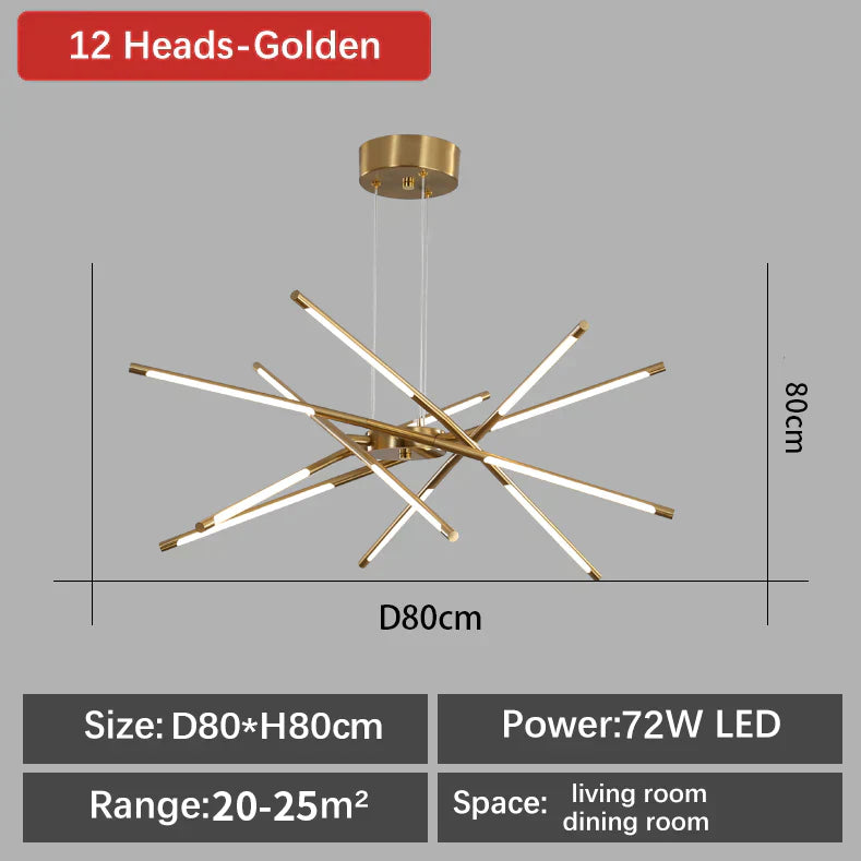 Chandelier Spider Moderne – Lustre Élégant avec 6 à 12 Lampes pour Salle à Manger, Salon et Bureau