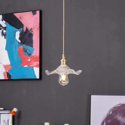 Suspension LED en Verre Floral – Élégance et Ambiance Chaleureuse E27