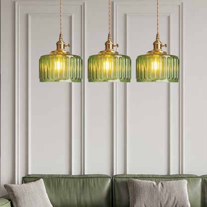 Lampe à suspension vintage en cristal – Élégance intemporelle avec abat-jour en verre