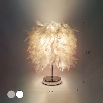 FeatherGlow - Grande lampe de table ronde avec plumes
