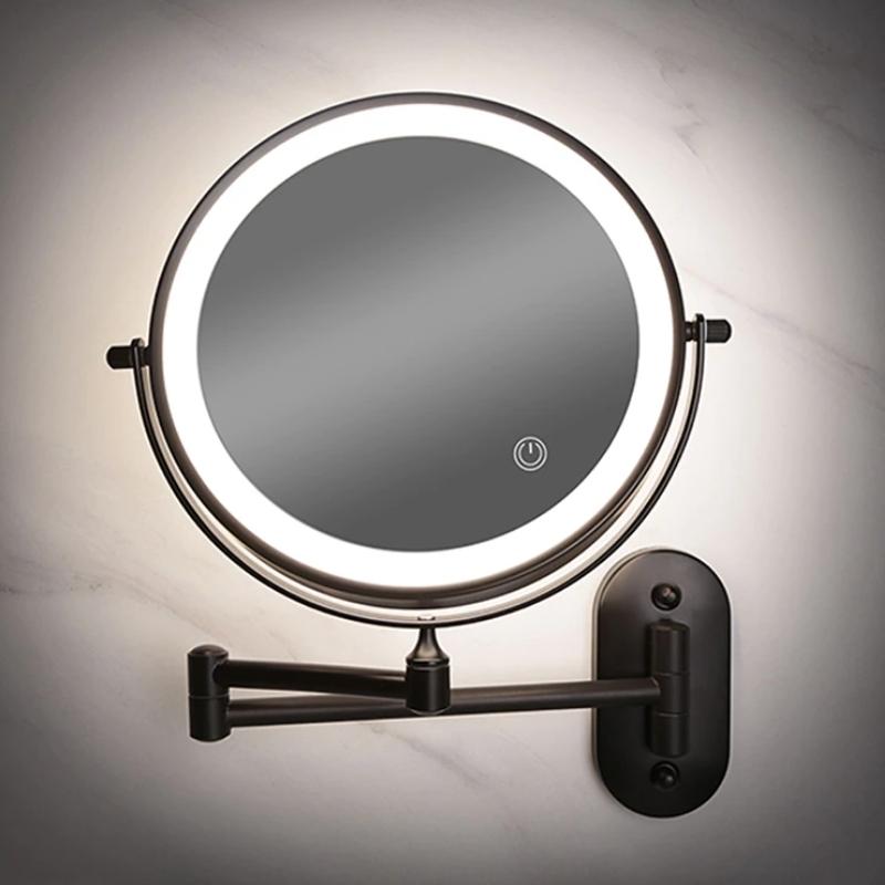 Miroir de Maquillage LED Rechargeable - Agrandisseur avec Éclairage Tactile