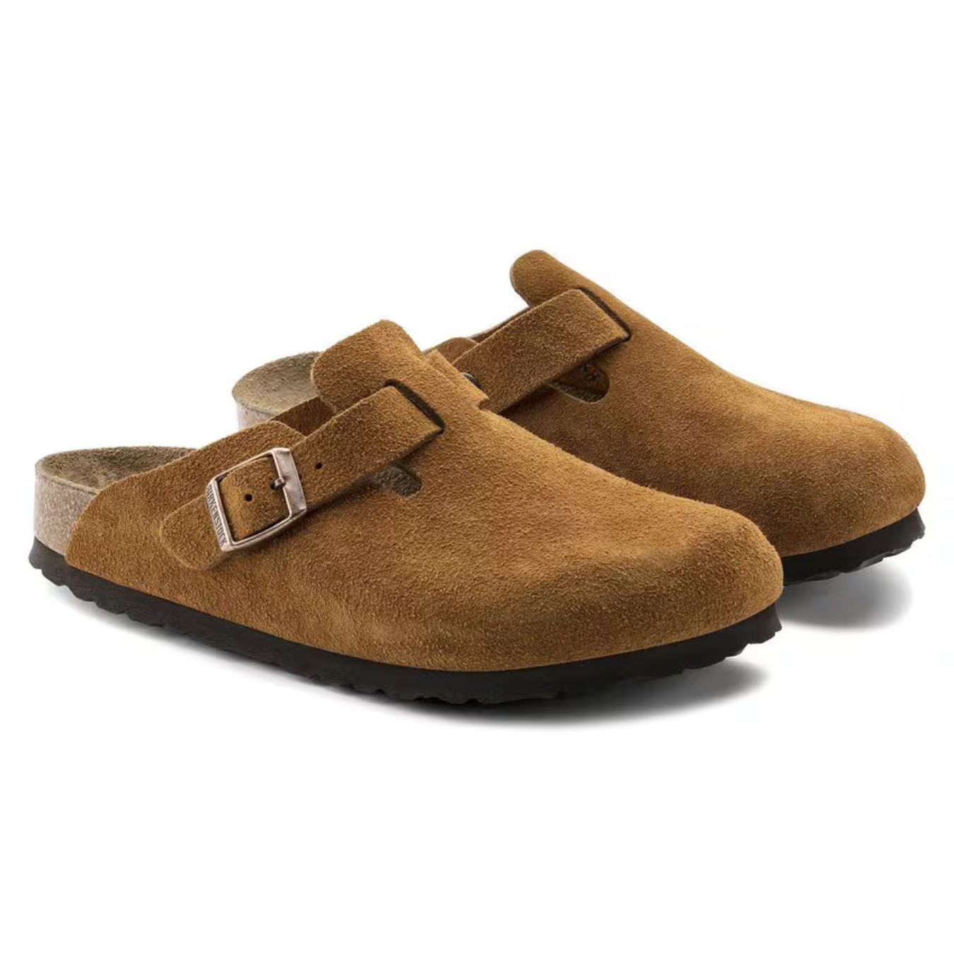 Boston | Cuir Velours Taupe – Sabots Classiques à Lit de Pied Moelleux Anatomique