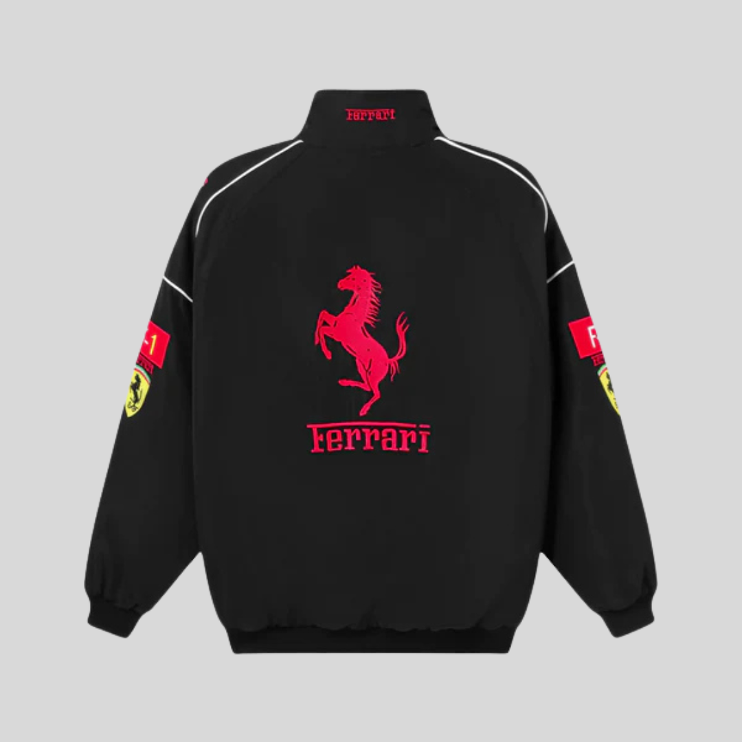 Veste Ferrari Vintage – Style Racing Unisexe, Vêtement Sport Rétro pour Fans Formule 1