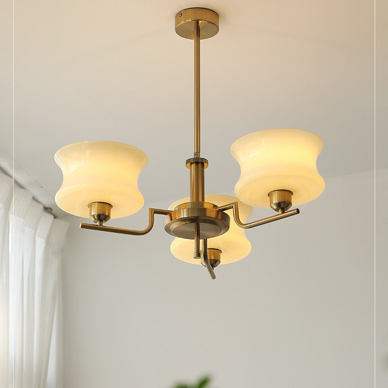 Suspension Vintage en Or Naturel - Lustre Élégant en Métal et Verre