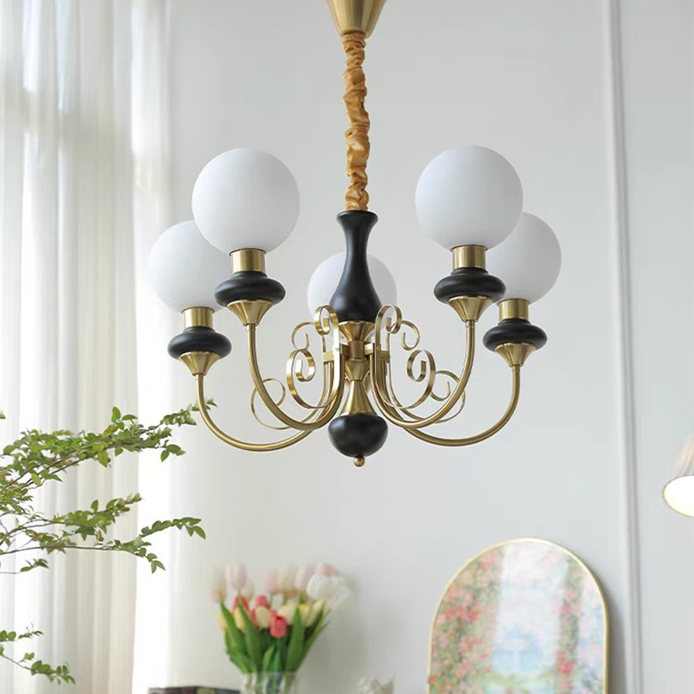 Chandelier Onyx Moderne – Luminaire Élégant en Métal et Verre pour Salon et Salle à Manger