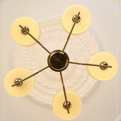 Suspension Vintage en Or Naturel - Lustre Élégant en Métal et Verre