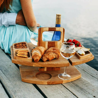 WineNest – Table à Vin Pliable en Bois pour Pique-Niques et Moments Conviviaux