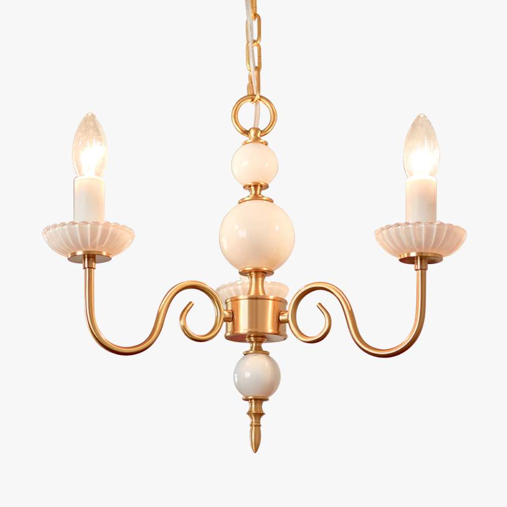 Chandelier Vintage en Verre et Laiton - Élégance Classique pour Votre Intérieur