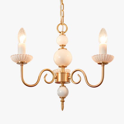 Chandelier Vintage en Verre et Laiton - Élégance Classique pour Votre Intérieur