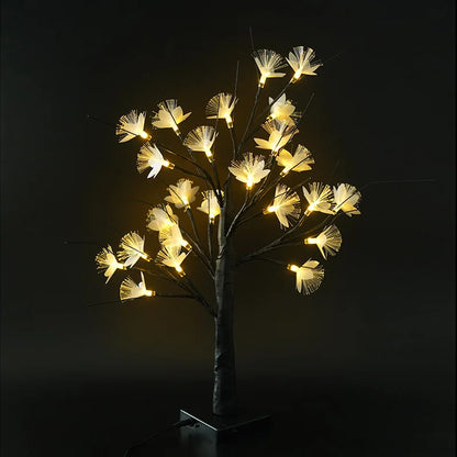Lampe de Table en Arbre de Fleurs en Fibre Optique – Blanc