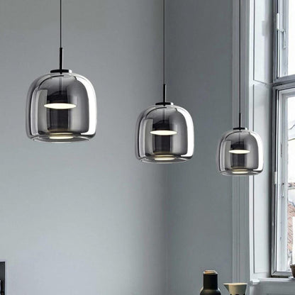 Suspension Nordic en Verre Noir – Design Élégant et Moderne avec Éclairage LED