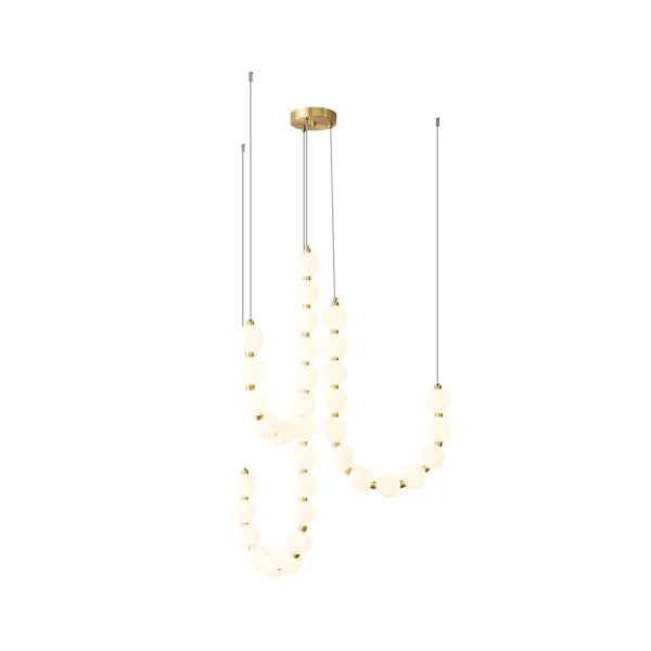 Chandelier Luxe Perles - Design Élégant en Métal et Acrylique, LED, H65 cm