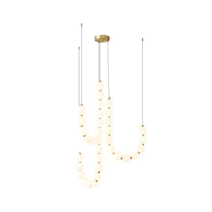 Chandelier Luxe Perles - Design Élégant en Métal et Acrylique, LED, H65 cm
