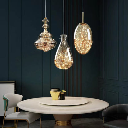 Suspension Moderne en Verre et Laiton – Éclairage Élégant pour Salon et Cuisine