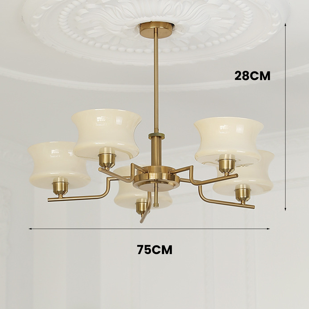 Suspension Vintage en Or Naturel - Lustre Élégant en Métal et Verre