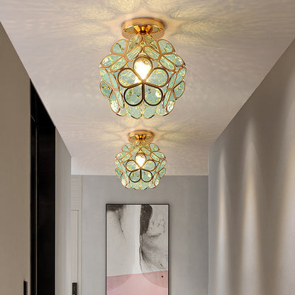 Éclairage de Plafond en Verre Style Fleurs - Lampe Élégante pour Entrée