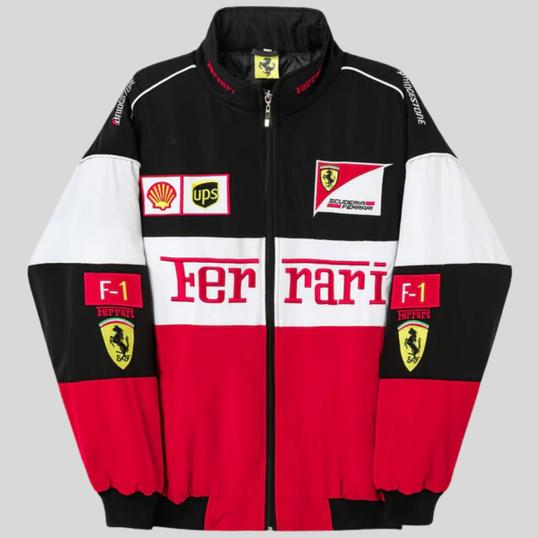Veste Ferrari Vintage – Style Racing Unisexe, Vêtement Sport Rétro pour Fans Formule 1