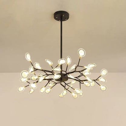 Chandelier LED Design Libellule – Luminaire Acrylique Moderne avec Effet Feuilles de Lucioles