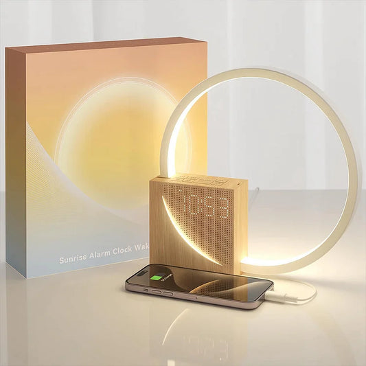 Lampe de Réveil avec Contrôle Tactile – Éclairage de Nuit Moderne en Bois