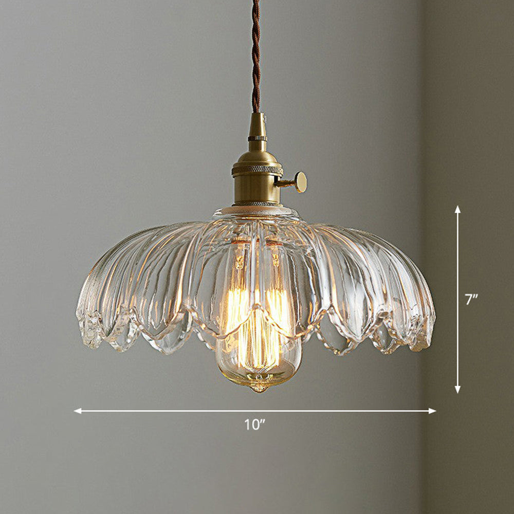 Lampe suspendue en verre translucide avec base en cuivre – Création d'une atmosphère romantique et lumineuse