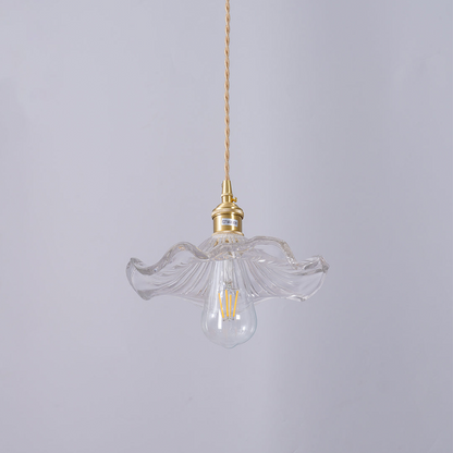Suspension LED en Verre Floral – Élégance et Ambiance Chaleureuse E27