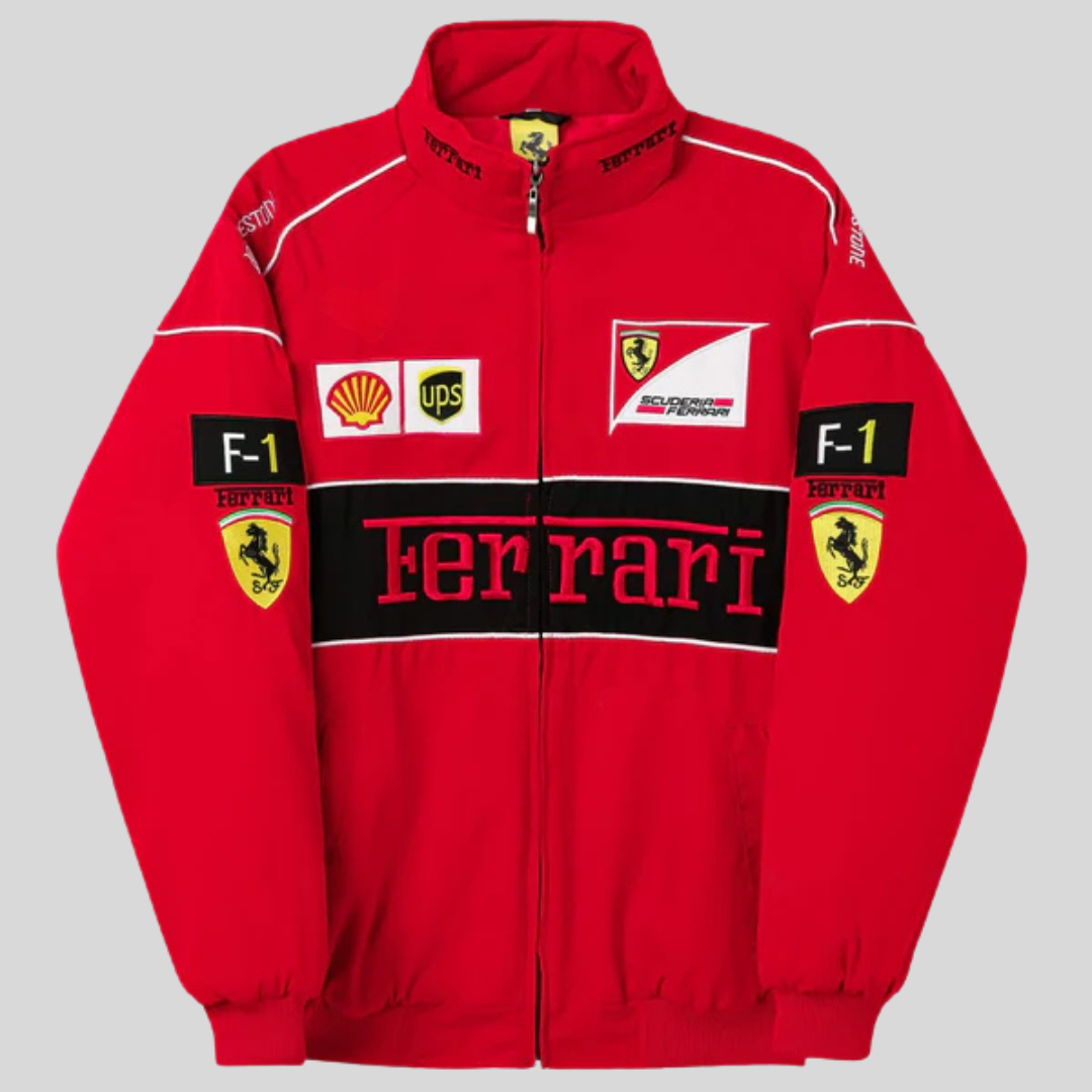 Veste Ferrari Vintage – Style Racing Unisexe, Vêtement Sport Rétro pour Fans Formule 1