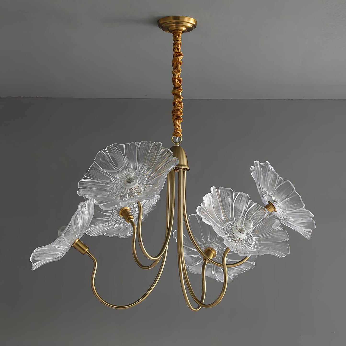 Chandelier en Verre Mat Décoratif - Design Élégant à Feuilles pour Intérieur