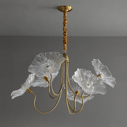 Chandelier en Verre Mat Décoratif - Design Élégant à Feuilles pour Intérieur