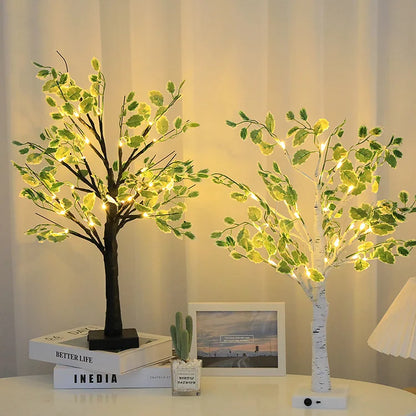 Guirlande LED Arbre de Noël avec Feuilles Vertes - Décoration Lumineuse Festive