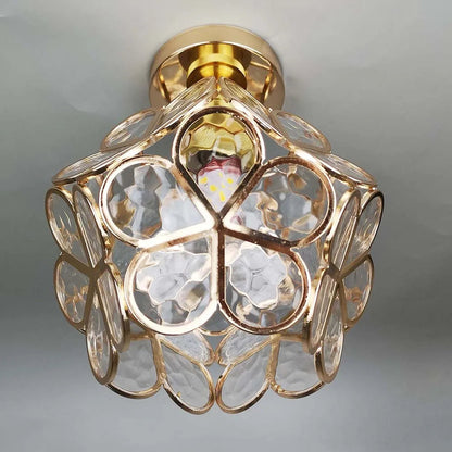 Éclairage de Plafond en Verre Style Fleurs - Lampe Élégante pour Entrée