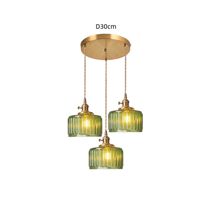 Lampe à suspension vintage en cristal – Élégance intemporelle avec abat-jour en verre