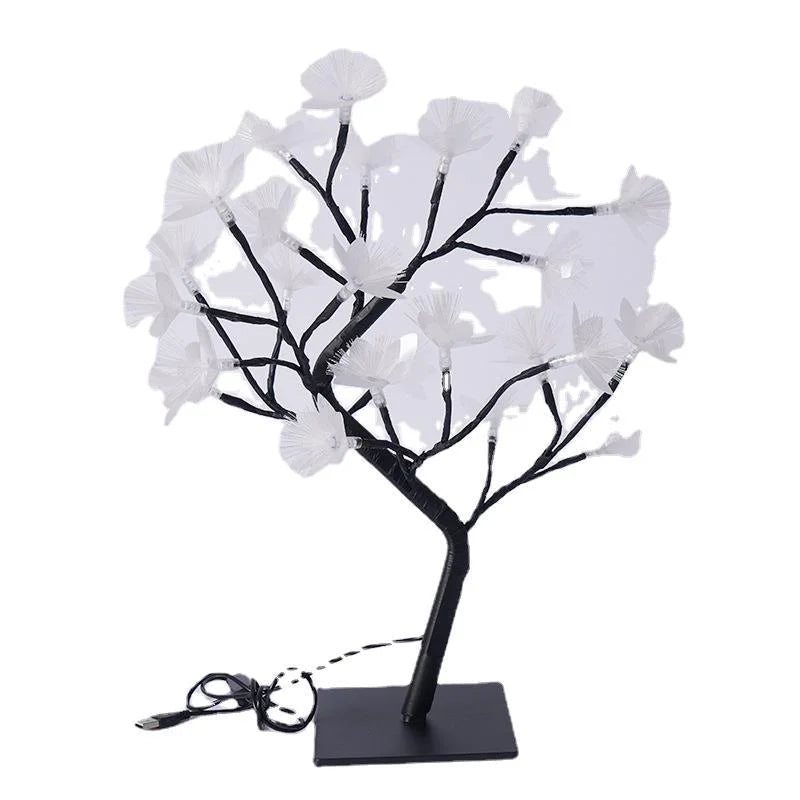 Lampe de Table en Arbre de Fleurs en Fibre Optique – Blanc