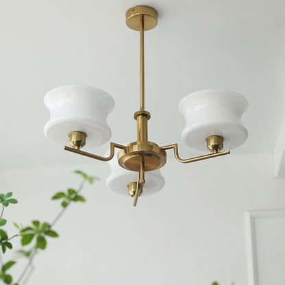 Suspension Vintage en Or Naturel - Lustre Élégant en Métal et Verre