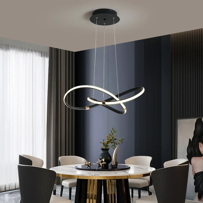 Chandelier Marion LED Noir et Or - Lustre Élégant pour Petits Espaces