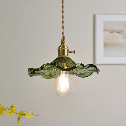 Suspension LED en Verre Floral – Élégance et Ambiance Chaleureuse E27