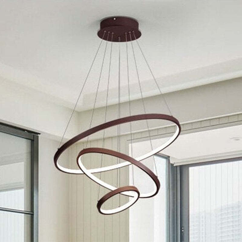 Lampe Suspension Moderne Yumanira avec 3 Anneaux – Éclairage Design LED, Réglable avec Télécommande