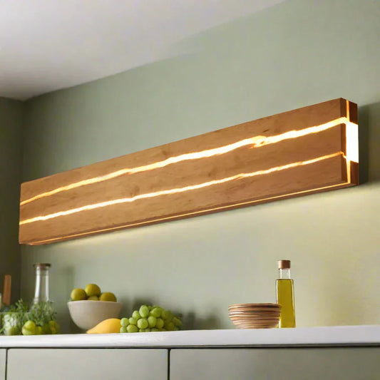 Lampe Murale Moderne en Bois avec Motif Fissuré - Éclairage LED Élégant pour Salon et Chambre