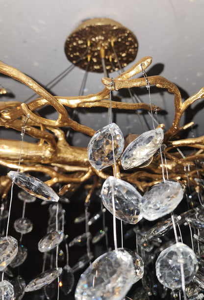 Lustre en Cristal Style Branché Français – Lustre Élégant en Aluminium et Cristal pour Salon et Salle à Manger