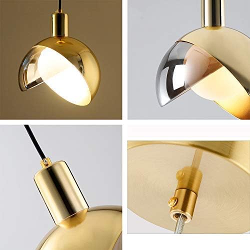 Suspension Moderne en Verre et Métal Doré - Lampe Pendante Design Nordic avec Abat-jour Fumé