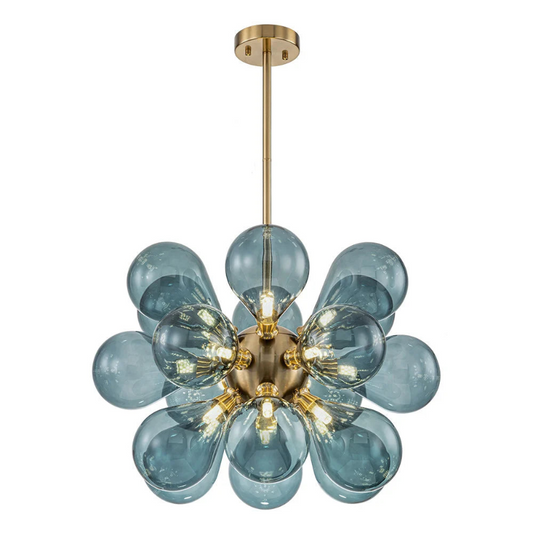 Chandelier Design Sphère avec Effet Bulles Bleues - Suspension Moderne et Élégante
