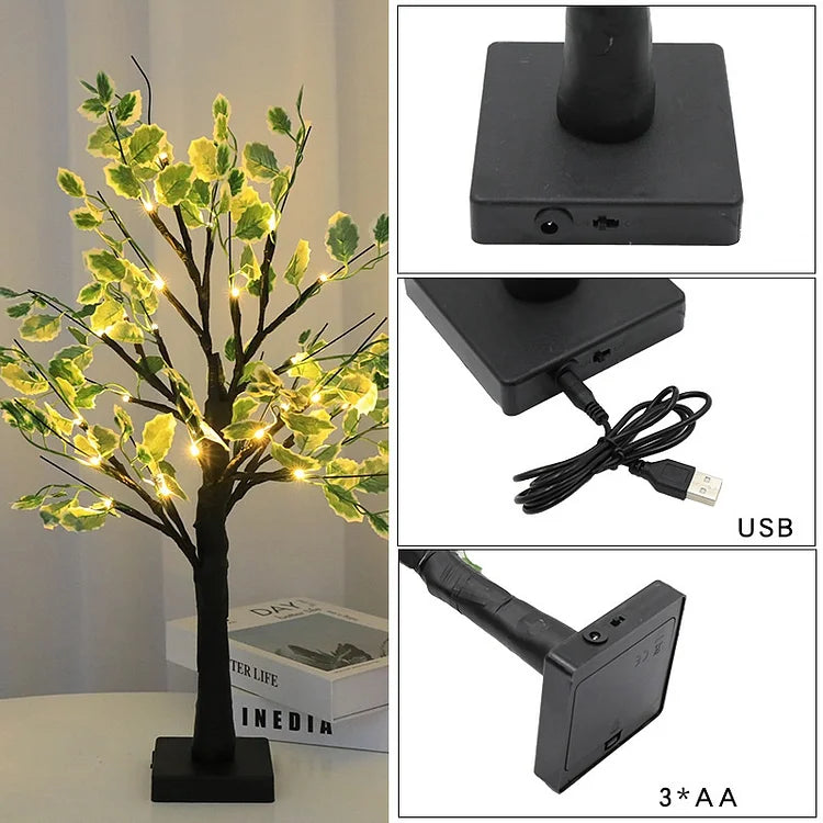 Guirlande LED Arbre de Noël avec Feuilles Vertes - Décoration Lumineuse Festive