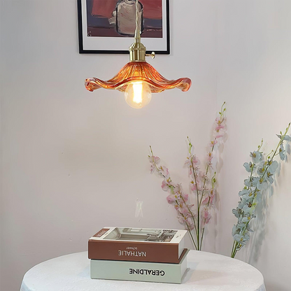 Suspension LED en Verre Floral – Élégance et Ambiance Chaleureuse E27