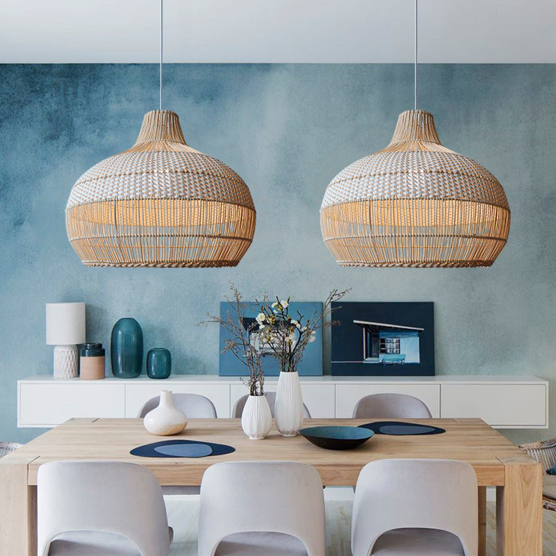 Lampe Suspendue Tressée en Rattan Naturel – Applique de Plafond Élégante et Organique
