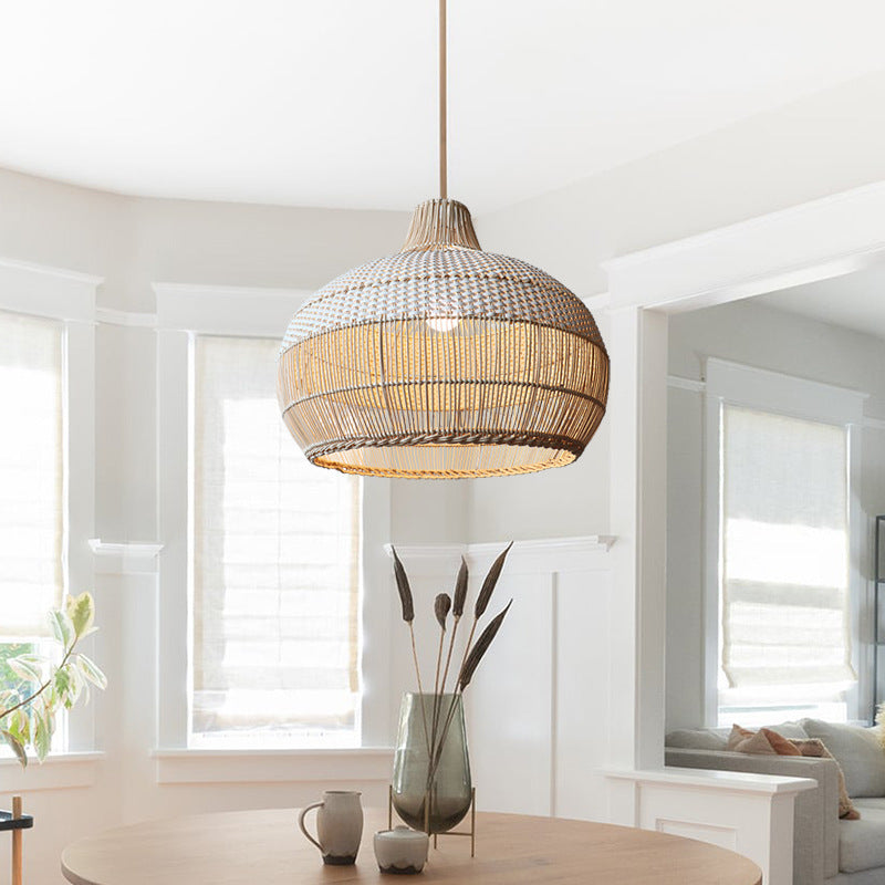 Lampe Suspendue Tressée en Rattan Naturel – Applique de Plafond Élégante et Organique