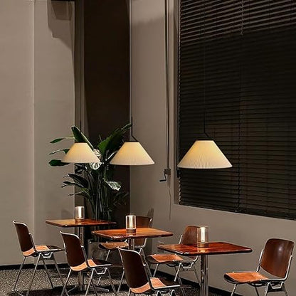 Suspension Nordic Plissée Crème – Design Scandinave Élégant en Tissu LED